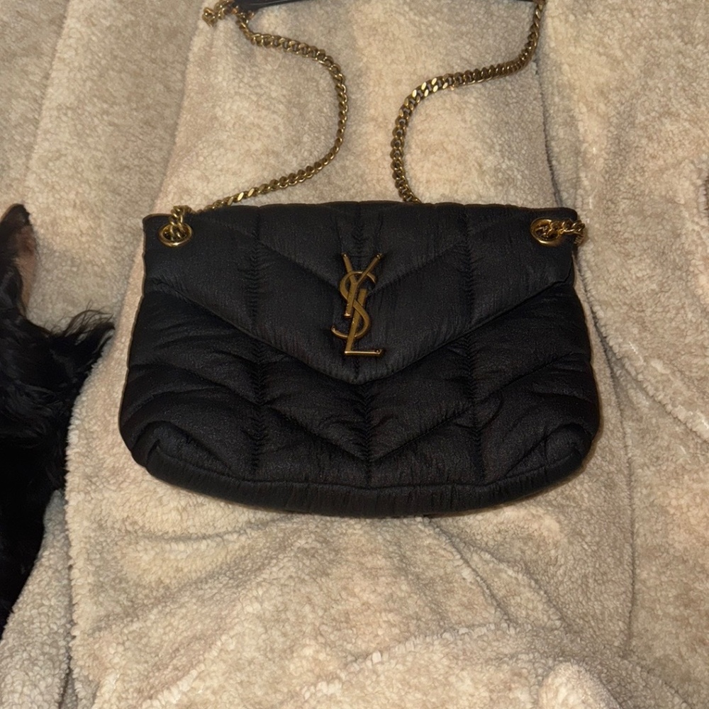 Yves Saint Laurent Black and Gold Quilted Shoulder Bag - Picture 10 of 10